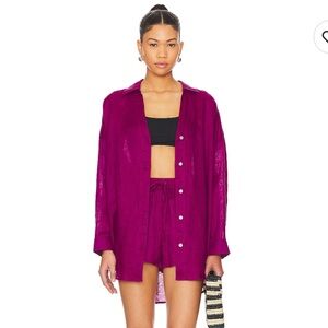L*Space Magenta Button-Up Shirt